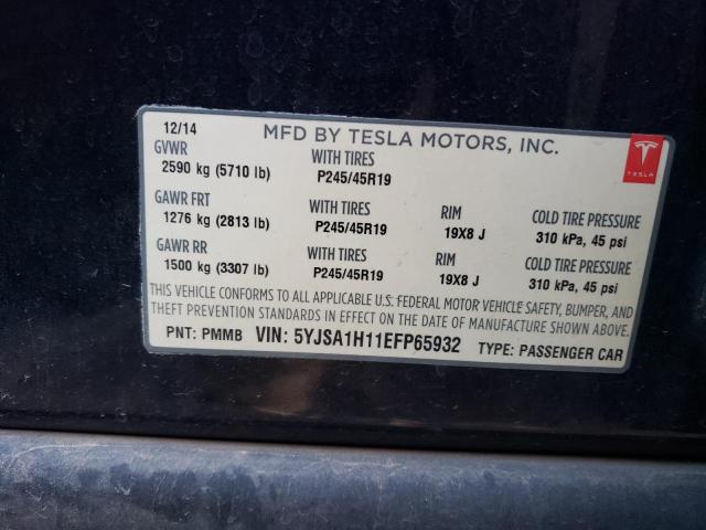 5YJSA1H11EFP65932 - 2014 TESLA MODEL S Կապույտ լուսանկար 12
