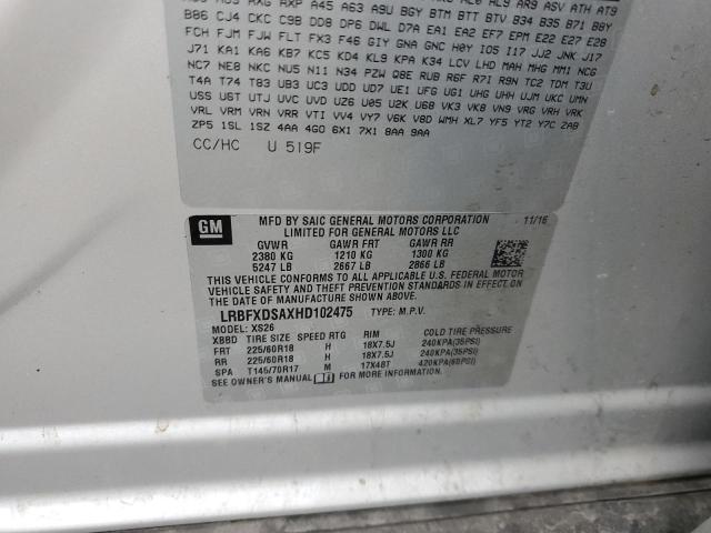 LRBFXDSAXHD102475 - 2017 BUICK ENVISION ESSENCE ვერცხლისფერი ფოტო 13