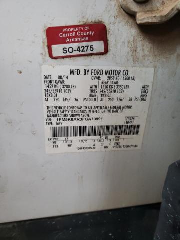 1FM5K8AR3FGA70891 - 2015 FORD EXPLORER POLICE INTERCEPTOR 白色 照片 13