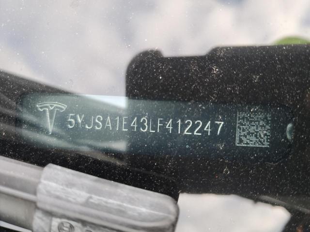 5YJSA1E43LF412247 - 2020 TESLA MODEL S თეთრი ფოტო 12