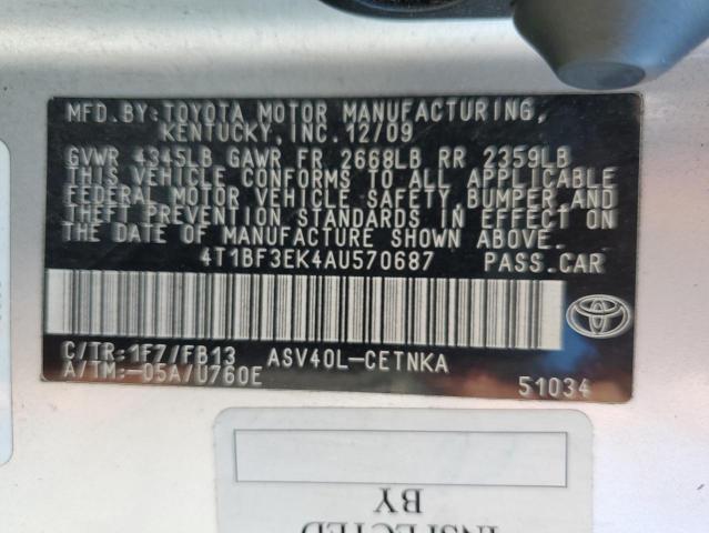 4T1BF3EK4AU570687 - 2010 TOYOTA CAMRY BASE SILVER photo 13