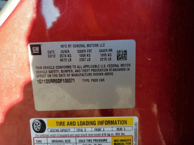 1G11D5RR9DF108071 - 2013 CHEVROLET MALIBU 1LT RED photo 13