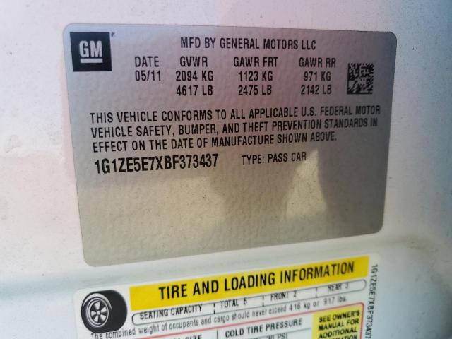 1G1ZE5E7XBF373437 - 2011 CHEVROLET MALIBU LTZ WHITE photo 12