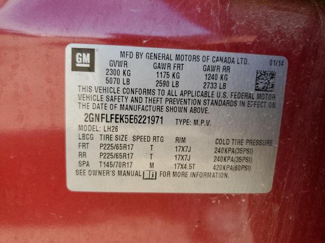 2GNFLFEK5E6221971 - 2014 CHEVROLET EQUINOX LT RED photo 13