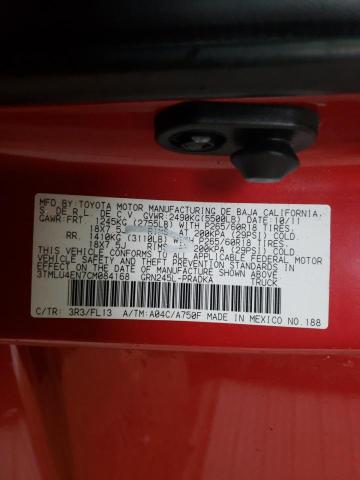 3TMLU4EN7CM084168 - 2012 TOYOTA TACOMA DOUBLE CAB 红色 照片 12