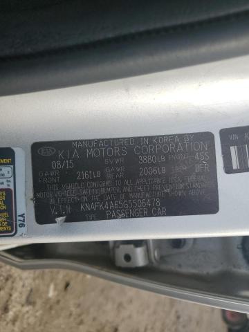 KNAFK4A65G5506478 - 2016 KIA FORTE LX SILVER photo 13