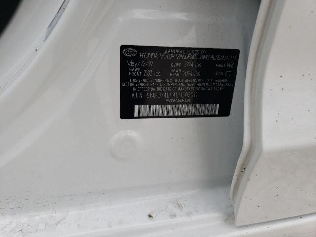 5NPD74LF4LH502019 - 2020 HYUNDAI ELANTRA SE WHITE photo 12