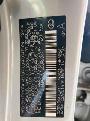 JTHBA30G455092047 - 2005 LEXUS ES 330 SILVER photo 12