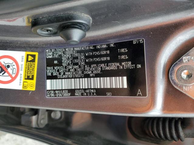 5TDJKRFH0FS185012 - 2015 TOYOTA HIGHLANDER XLE GRAY photo 13