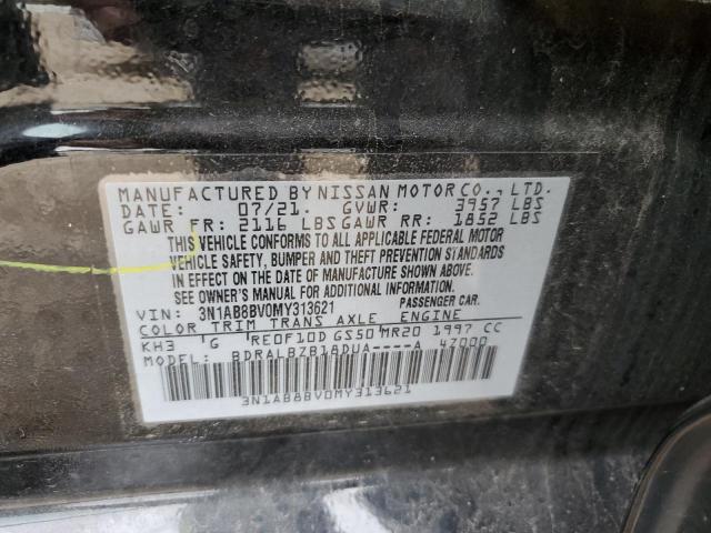 3N1AB8BV0MY313621 - 2021 NISSAN SENTRA S BLACK photo 12