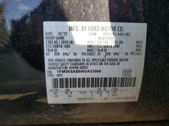 1FM5K8AB6NGA53066 - 2022 FORD EXPLORER POLICE INTERCEPTOR 黑色 照片 13