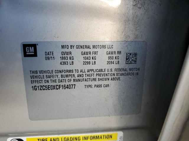 1G1ZC5E0XCF164077 - 2012 CHEVROLET MALIBU 1LT SILVER photo 12