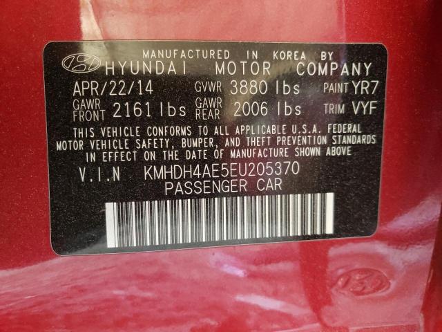 KMHDH4AE5EU205370 - 2014 HYUNDAI ELANTRA SE RED photo 13