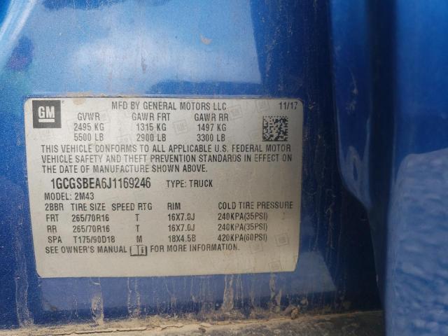 1GCGSBEA6J1169246 - 2018 CHEVROLET COLORADO 蓝色 照片 13