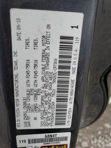 5TFRX5GN9KX133349 - 2019 TOYOTA TACOMA ACCESS CAB Сұр фото 12