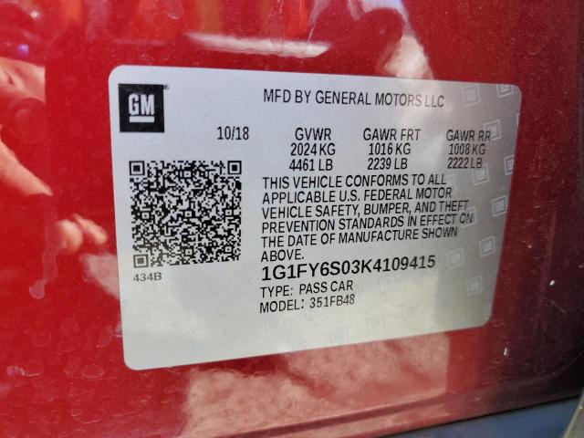 1G1FY6S03K4109415 - 2019 CHEVROLET BOLT EV LT RED photo 12