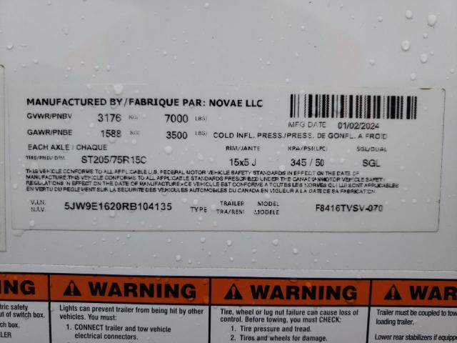 5JW9E1620RB104135 - 2024 UTILITY TRAILER Սպիտակ լուսանկար 10