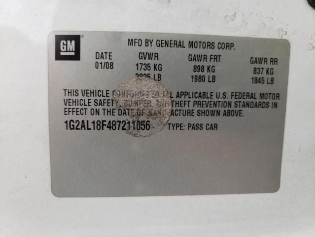 1G2AL18F487211056 - 2008 PONTIAC G5 Blanc photo 12