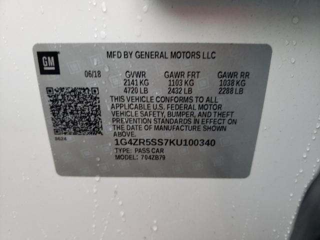 1G4ZR5SS7KU100340 - 2019 BUICK LACROSSE ESSENCE თეთრი ფოტო 12