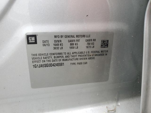 1G1JA6SG0D4245581 - 2013 CHEVROLET SONIC LS SILVER photo 12