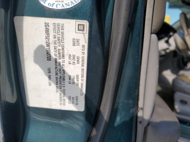 2G4WF5212W1552720 - 1998 BUICK REGAL GS GREEN photo 12