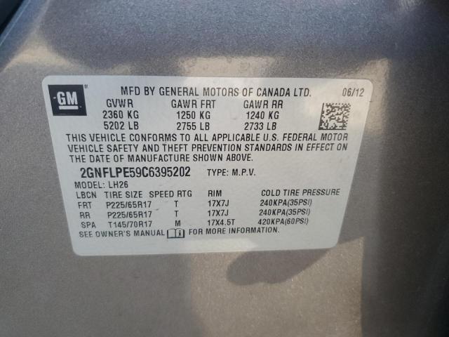 2GNFLPE59C6395202 - 2012 CHEVROLET EQUINOX LT GRAY photo 13