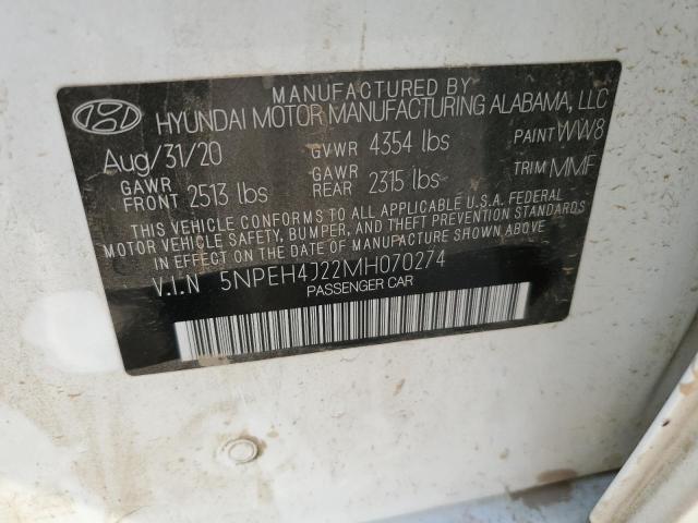 5NPEH4J22MH070274 - 2021 HYUNDAI SONATA LIMITED WHITE photo 13