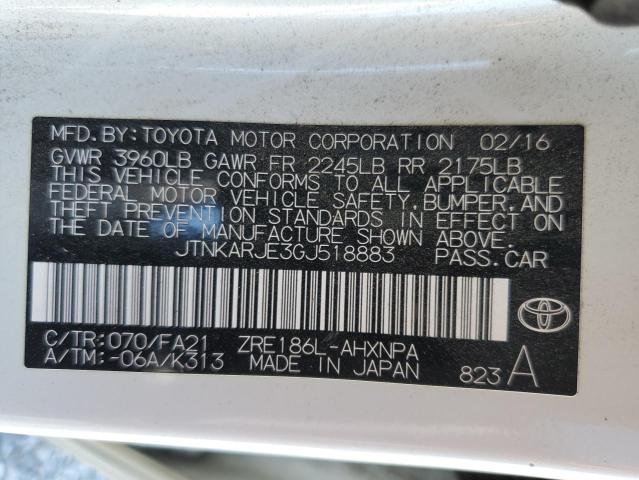 JTNKARJE3GJ518883 - 2016 TOYOTA SCION IM WHITE photo 12