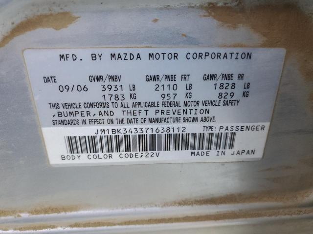 JM1BK343371638112 - 2007 MAZDA 3 HATCHBACK SILVER photo 12