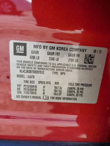 KL4CJBSB7DB207512 - 2013 BUICK ENCORE CONVENIENCE წითელი ფოტო 13