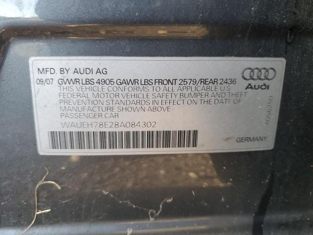 WAUEH78E28A084302 - 2008 AUDI A4 S-LINE 3.2 QUATTRO BLUE photo 12