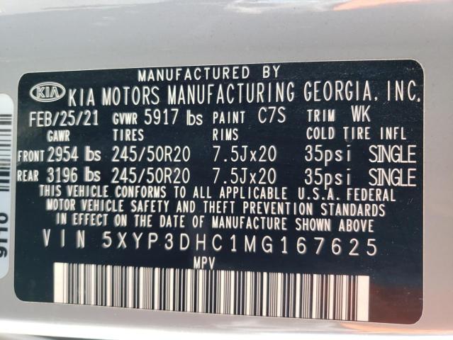 5XYP3DHC1MG167625 - 2021 KIA TELLURIDE EX SILVER photo 13