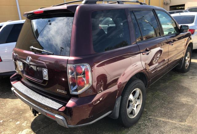 2HKYF18697H532313 - 2007 HONDA PILOT EXL MAROON photo 4