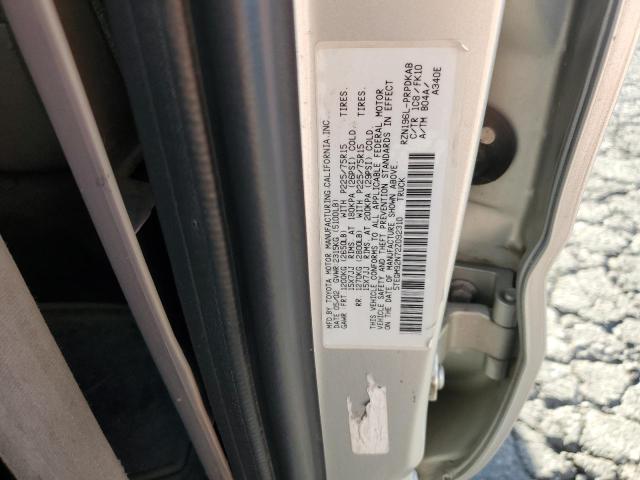 5TEGM92N72Z092310 - 2002 TOYOTA TACOMA DOUBLE CAB PRERUNNER GRAY photo 12