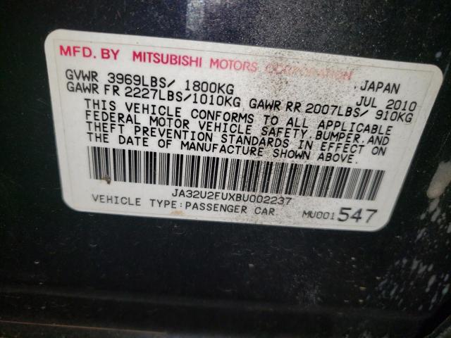 JA32U2FUXBU002237 - 2011 MITSUBISHI LANCER ES/ES SPORT BLACK photo 12