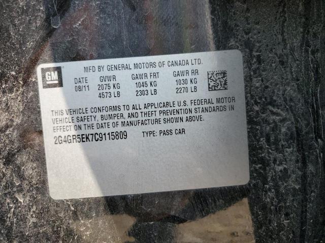 2G4GR5EK7C9115809 - 2012 BUICK REGAL 黑色 照片 12