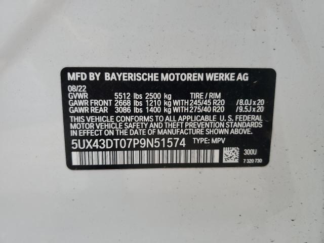 5UX43DT07P9N51574 - 2023 BMW X4 M40I WHITE photo 14