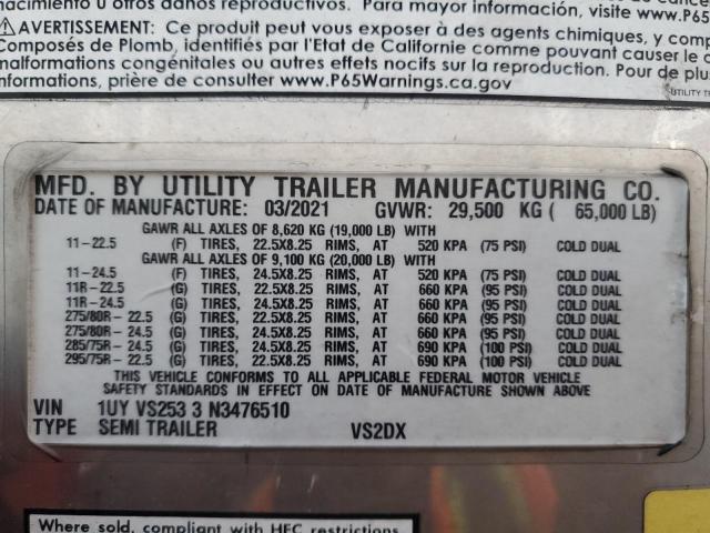 1UYVS2533N3476510 - 2022 UTILITY TRAILER თეთრი ფოტო 10