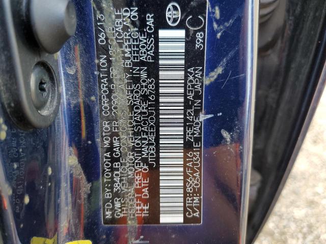 JTDBU4EEXDJ116783 - 2013 TOYOTA COROLLA BASE 蓝色 照片 12