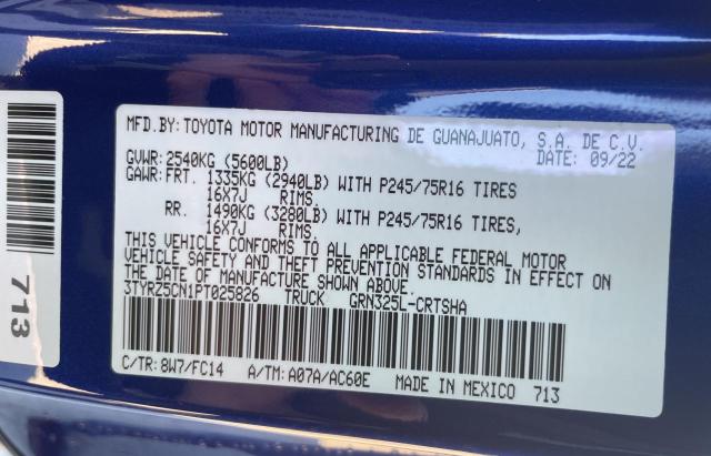 3TYRZ5CN1PT025826 - 2023 TOYOTA TACOMA ACCESS CAB ლურჯი ფოტო 10