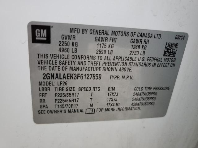 2GNALAEK3F6127859 - 2015 CHEVROLET EQUINOX LS WHITE photo 13