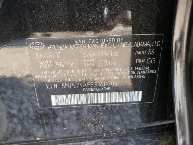 5NPE24AF9JH614706 - 2018 HYUNDAI SONATA SE BLACK photo 12