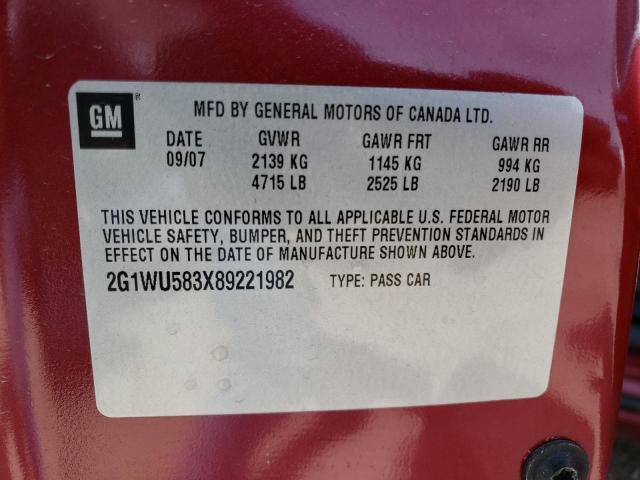 2G1WU583X89221982 - 2008 CHEVROLET IMPALA LTZ BURGUNDY photo 13