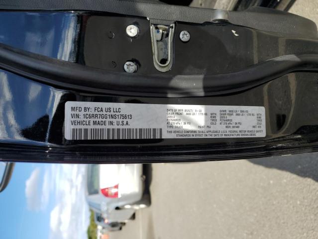 1C6RR7GG1NS175613 - 2022 RAM 1500 CLASS SLT შავი ფოტო 12