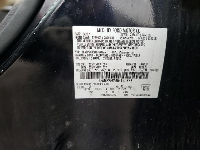 1FAHP2F85HG120876 - 2017 FORD TAURUS LIMITED BLACK photo 12