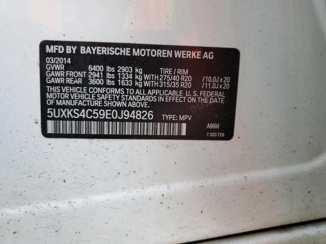 5UXKS4C59E0J94826 - 2014 BMW X5 XDRIVE35D WHITE photo 12