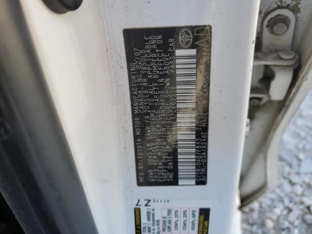 2T1KR32E17C662338 - 2007 TOYOTA COROLLA MA XR WHITE photo 13