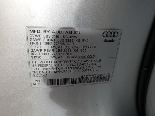 WA1VMAFE6CD001129 - 2012 AUDI Q7 PRESTIGE 银色 照片 12