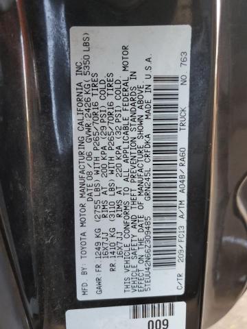 5TEUU42N66Z309485 - 2006 TOYOTA TACOMA ACCESS CAB შავი ფოტო 12