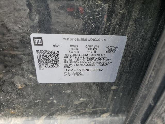 1G1ZG5ST9NF202047 - 2022 CHEVROLET MALIBU RS BLACK photo 12